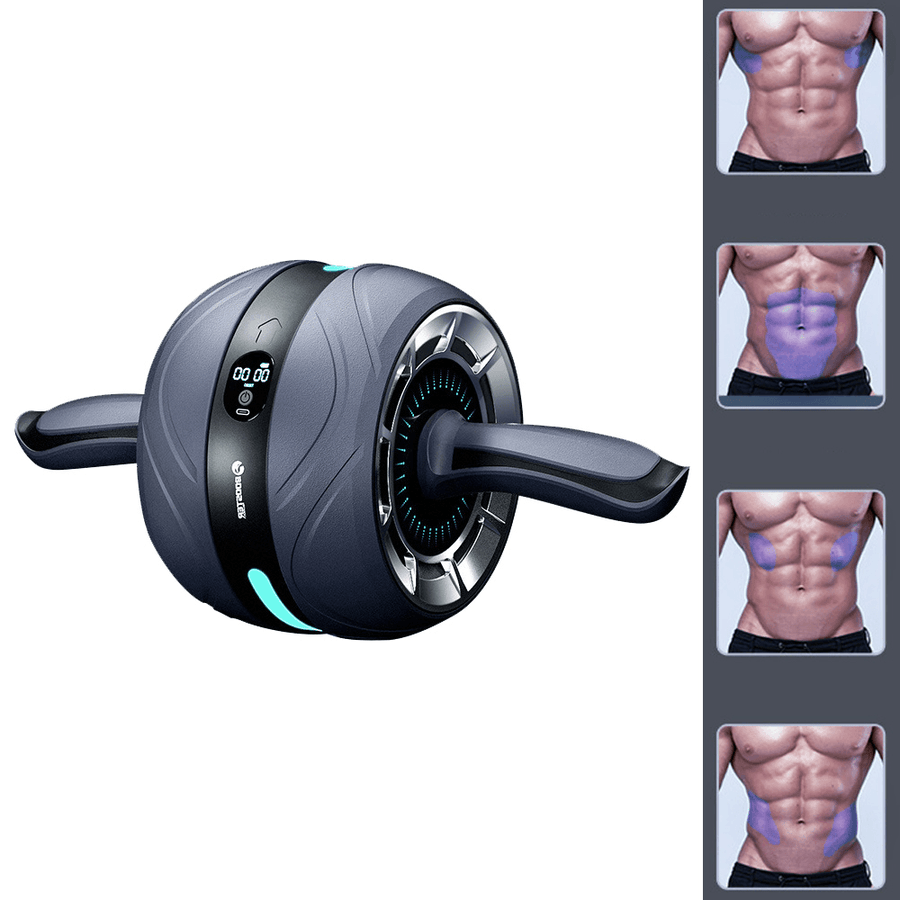 Booster Ab Roller Wheel Smart Rechargeable LCD Display 1.8M Rebound Abdominal Core Strength Training Fitness Gym Home Load 165Kg - MRSLM