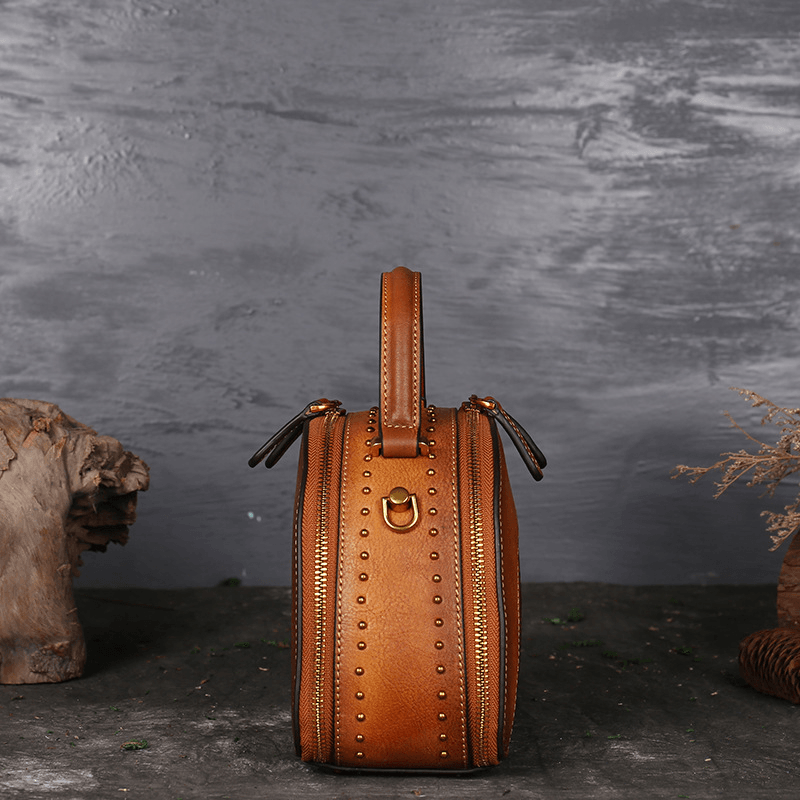 Women Genuine Leather Vintage Handbag - MRSLM