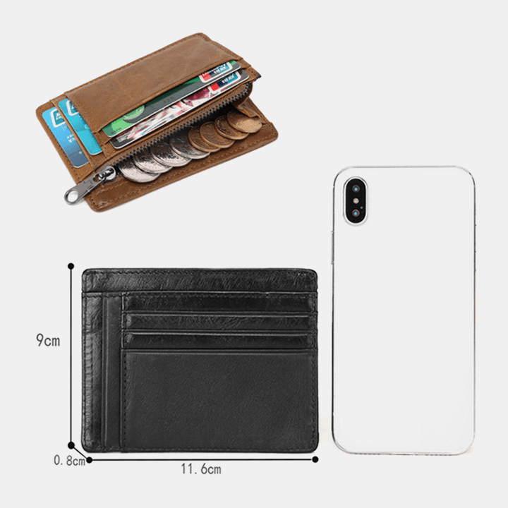 Men Genuine Leather Cowhide RFID Anti-Theft Multi-Slot Card Holder Wallet - MRSLM