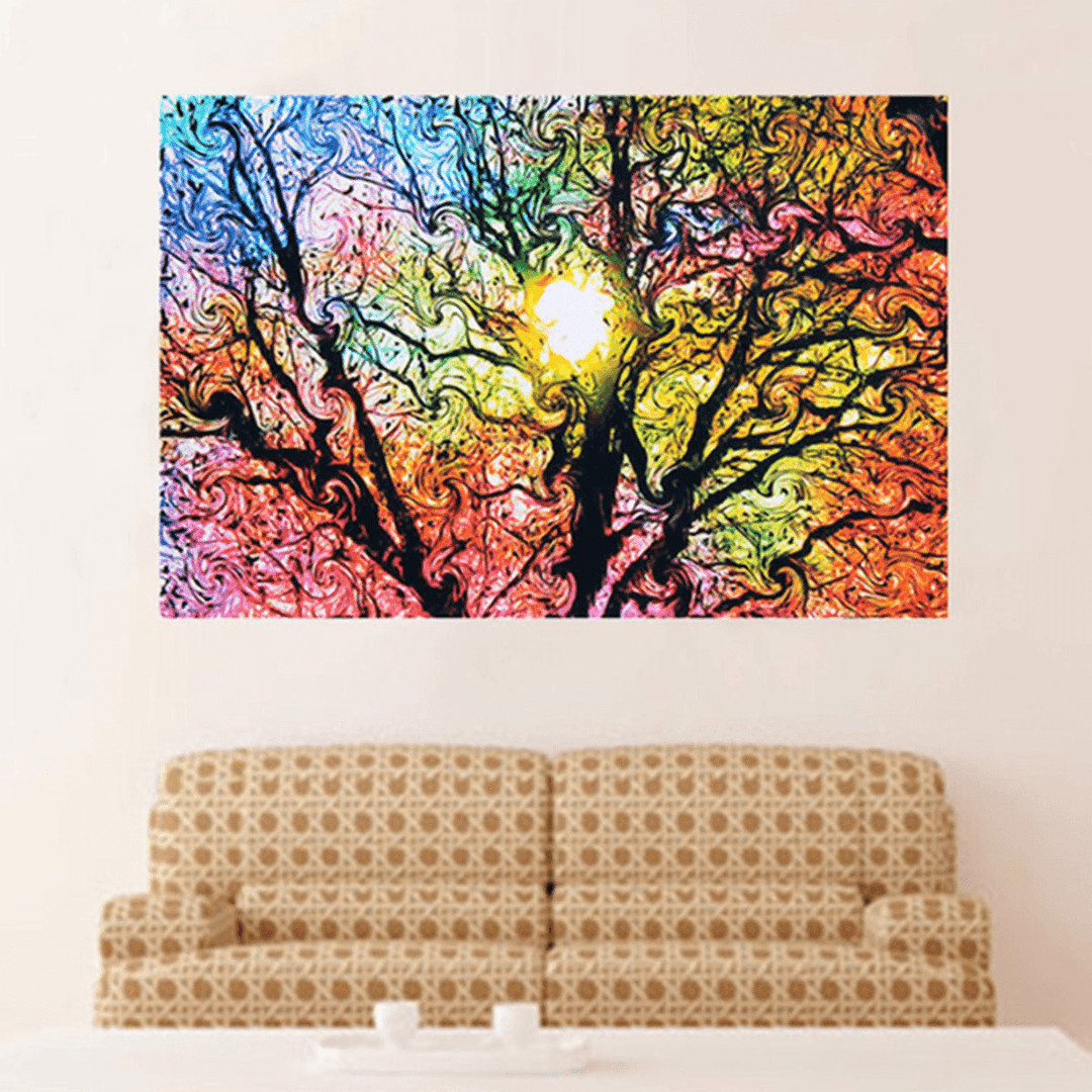 Beautiful Abstract Colorfull Sun Tree Art Silk Cloth Poster Wallpaper Decoration Poster Print Wall Sticker - MRSLM