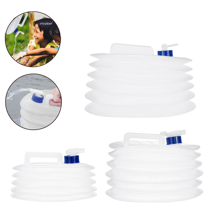 5/10/15L Foldable Water Container Food Grade PE Camping Water Bottle Multifunction Telescopic Storage Water Bag - MRSLM