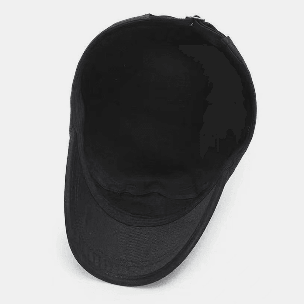 Men Solid Color Five-Pointed Star Label Breathable Hole Design Army Cap Cadet Hat Casual Sunshade Military Cap Flat Top Cap - MRSLM