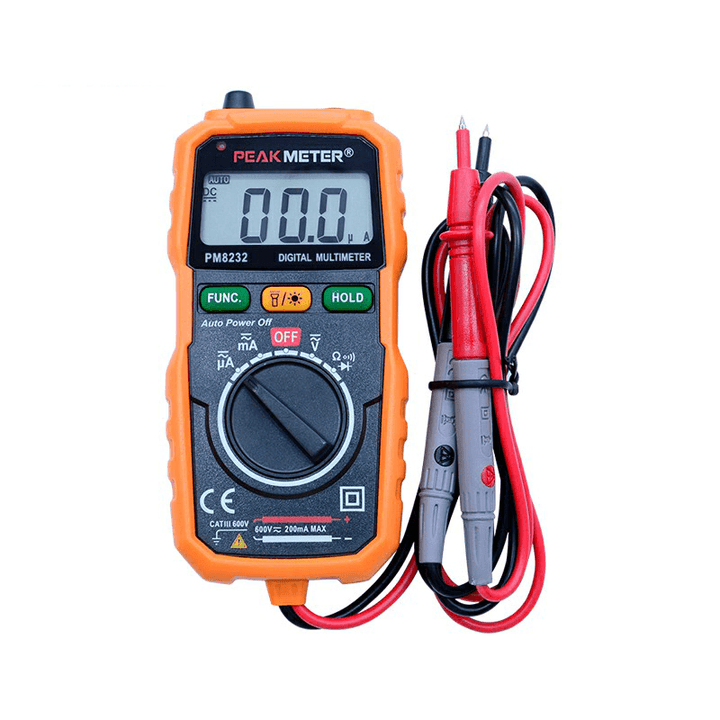 PEAKMETER PM8232 Non-Contact Mini Digital Multimeter DC AC Voltage Current Tester Data Hold Ammeter Portable Voltage Meter - MRSLM