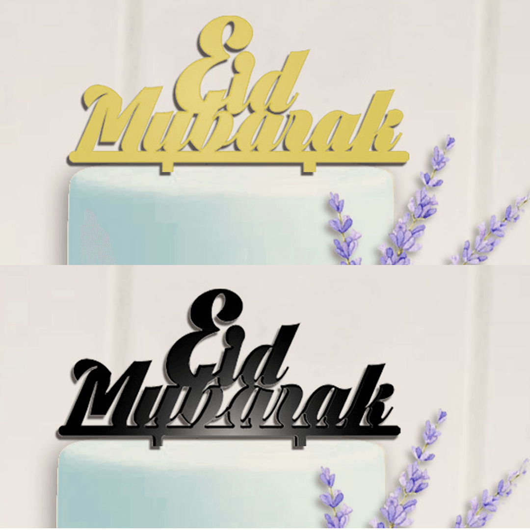 Eid Mubarak Ramadan Iftar Cake Topper Muslim Islam Hajj Cake Decor Black Gold Cake Decorations Cake Decoration Set Baking Tolls - MRSLM