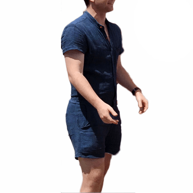 Mens Summer Fashion Pure Color Rompers Jumpsuits - MRSLM