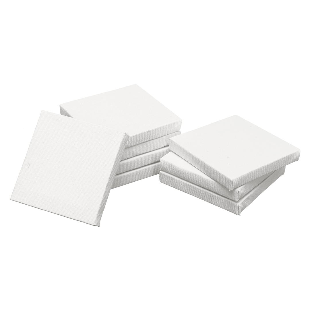 8PCS White Mini Blank Canvas Acrylic Paintings Frame Oil Paint Artist Square Art Sketch Boards Square Canvas - MRSLM