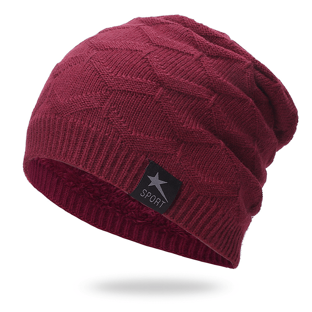 Windproof Hat Solid Color plus Velvet Knitted Hat - MRSLM