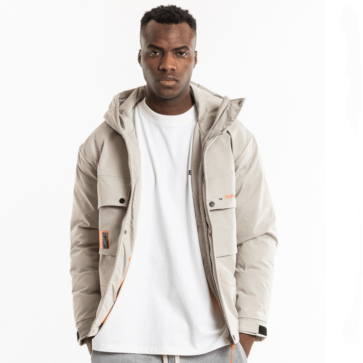 National Tide Tooling Multi-Bag Hip-Hop Loose Thick Men'S Cotton Coat - MRSLM