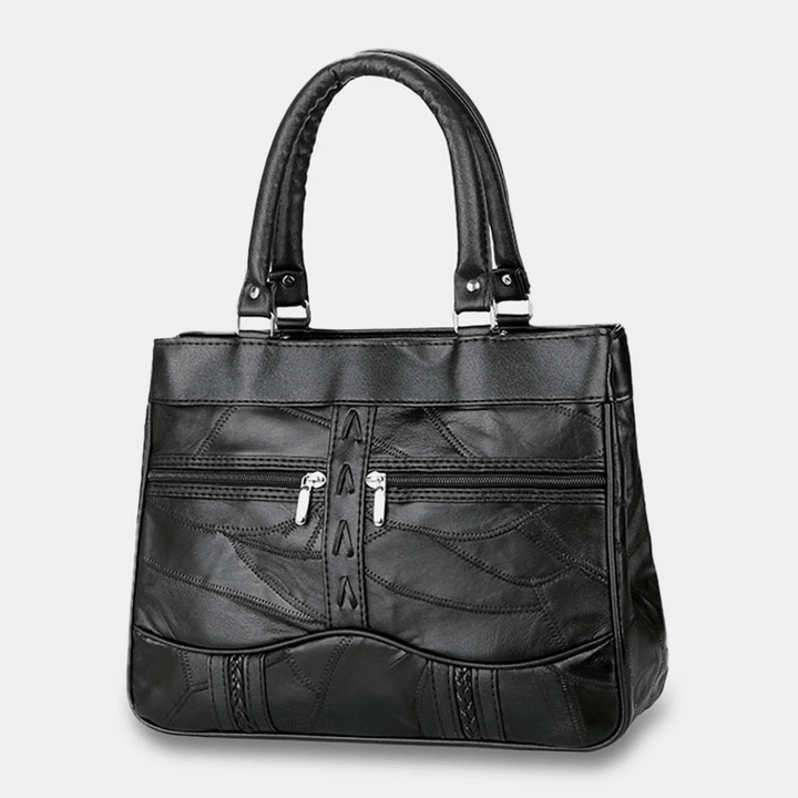 Women Patchwork Genuine Leather Tote Bags Large Capacity Handbags Bohemian Vintage Crossbody Bags - MRSLM