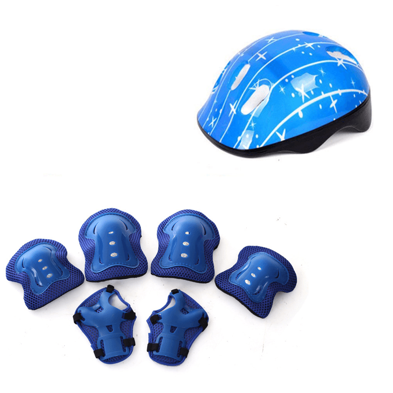 7Pcs Children Cycling Skating Skateboard Bike Helmet Elbow Knee Hand Pads Sports Protective Gear - MRSLM