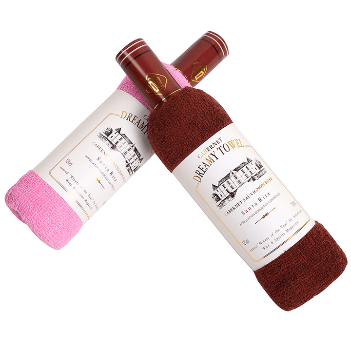 34X72Cm Boxed Cotton Absorbent Wine Shape Towel Festival Valentine Weeding Gift Party Decor - MRSLM