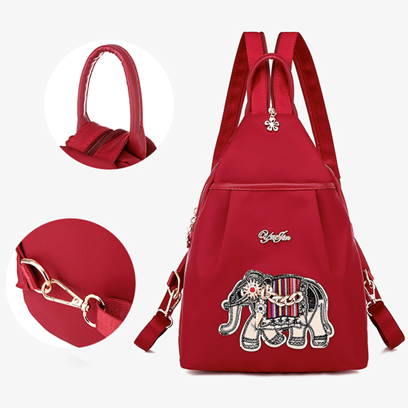 Women Fashion Elephant Pattern Embroidery Cute Chest Bag Backpack - MRSLM
