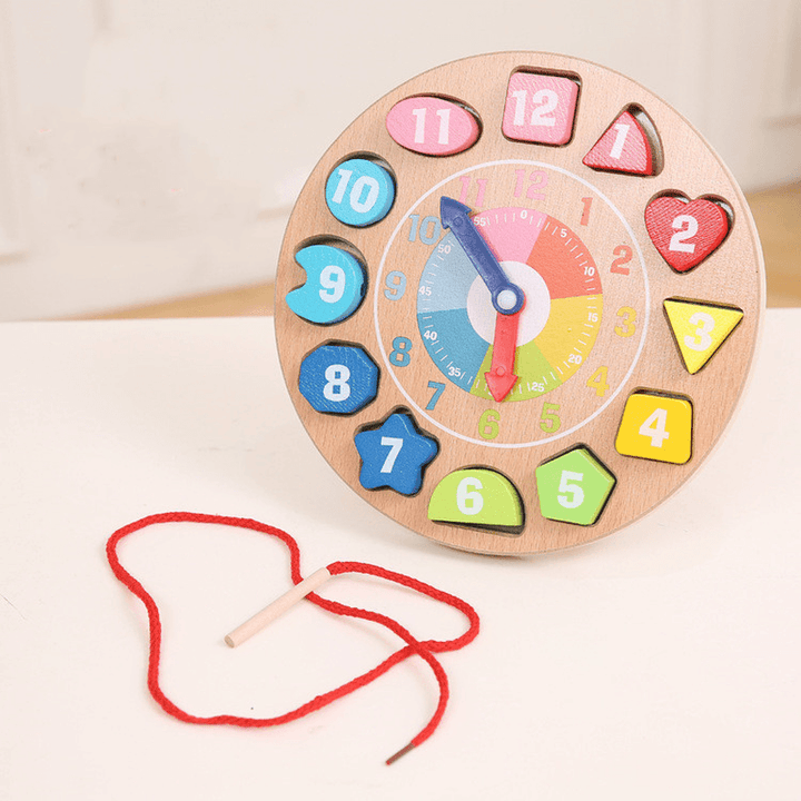 Wooden Colorful Numbers Cartoon Threading Clock - MRSLM