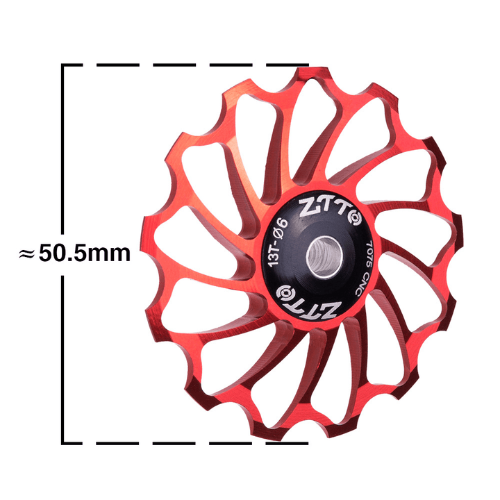 ZTTO 13T 4/5/6MM Lightweight High Strength Aluminum Alloy Ceramic Rear Paddle Guide Wheel MTB Road Bicycle Guide Roller - MRSLM