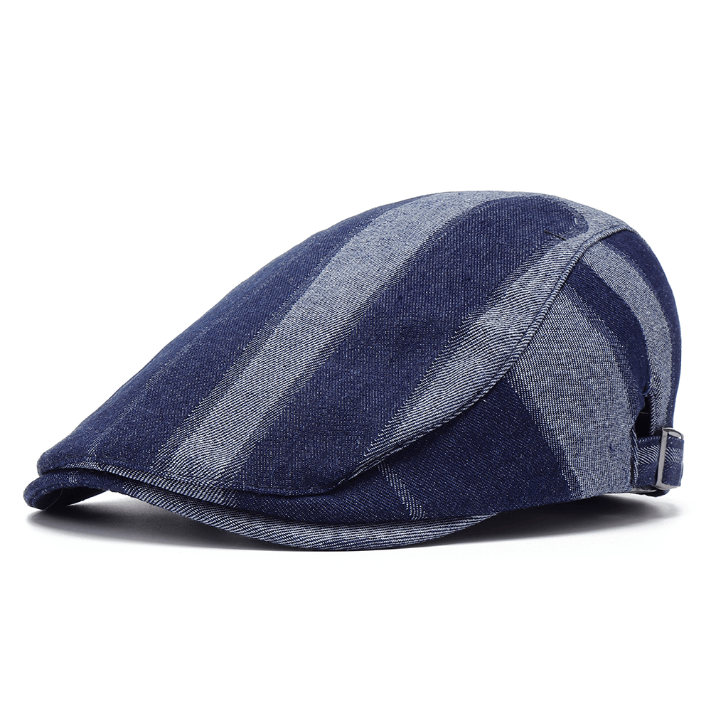 Unisex Denim Short Brim Distressed Blue Sunshade Peaked Cap - MRSLM