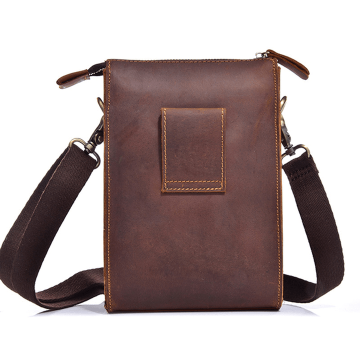 Men Genuine Leather One-Shoulder Bag Vintage Causal Bag - MRSLM