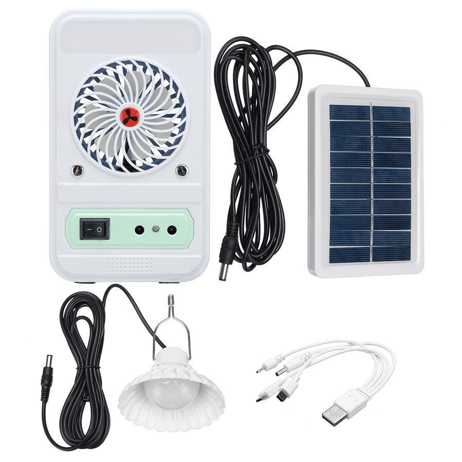 4-In-1 750LM Camping Light Solar Power Panel Cooling Fan EDC Power Bank Emergency Lamp Outdoor Travel - MRSLM