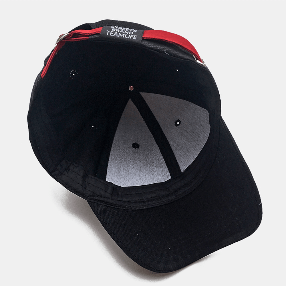 Unisex Letter Patch Curved Brim Baseball Cap Summer Different Color Adjustment Belt Sunshade Hat - MRSLM