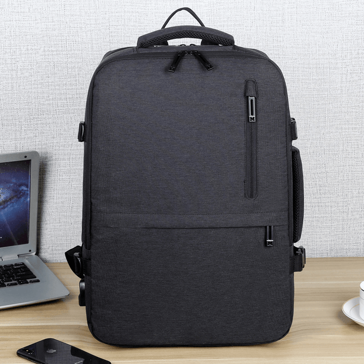 Men Oxford Extension Capacity USB Charging Multi-Pocket Business Laptop Bag Backpack - MRSLM