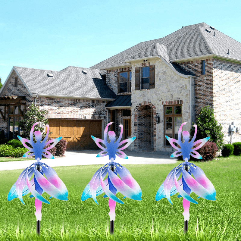 Metal Fairy Ballerina Wind Chimes Discoloration Ballet Spin Girl Wind Spinner Windmill Metal Sculptures for Patio Garden Yard Decor - MRSLM