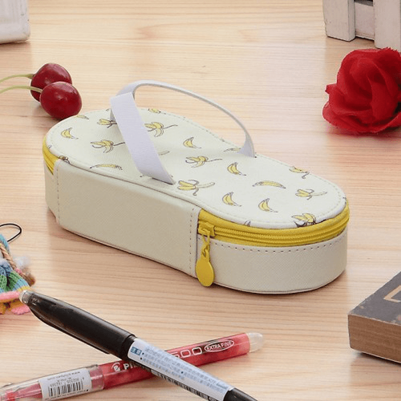 Cute Fruit Flip-Flops Creative Slippers Pencil Bag School Office Stationery Supplies Pencil Case - MRSLM