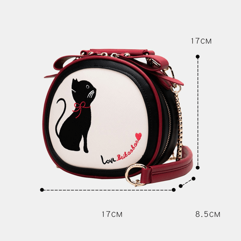 Women Fashion Cute Cat Handbag Shoulder Bag Crossbody Bag for Daily Date Shopping - MRSLM