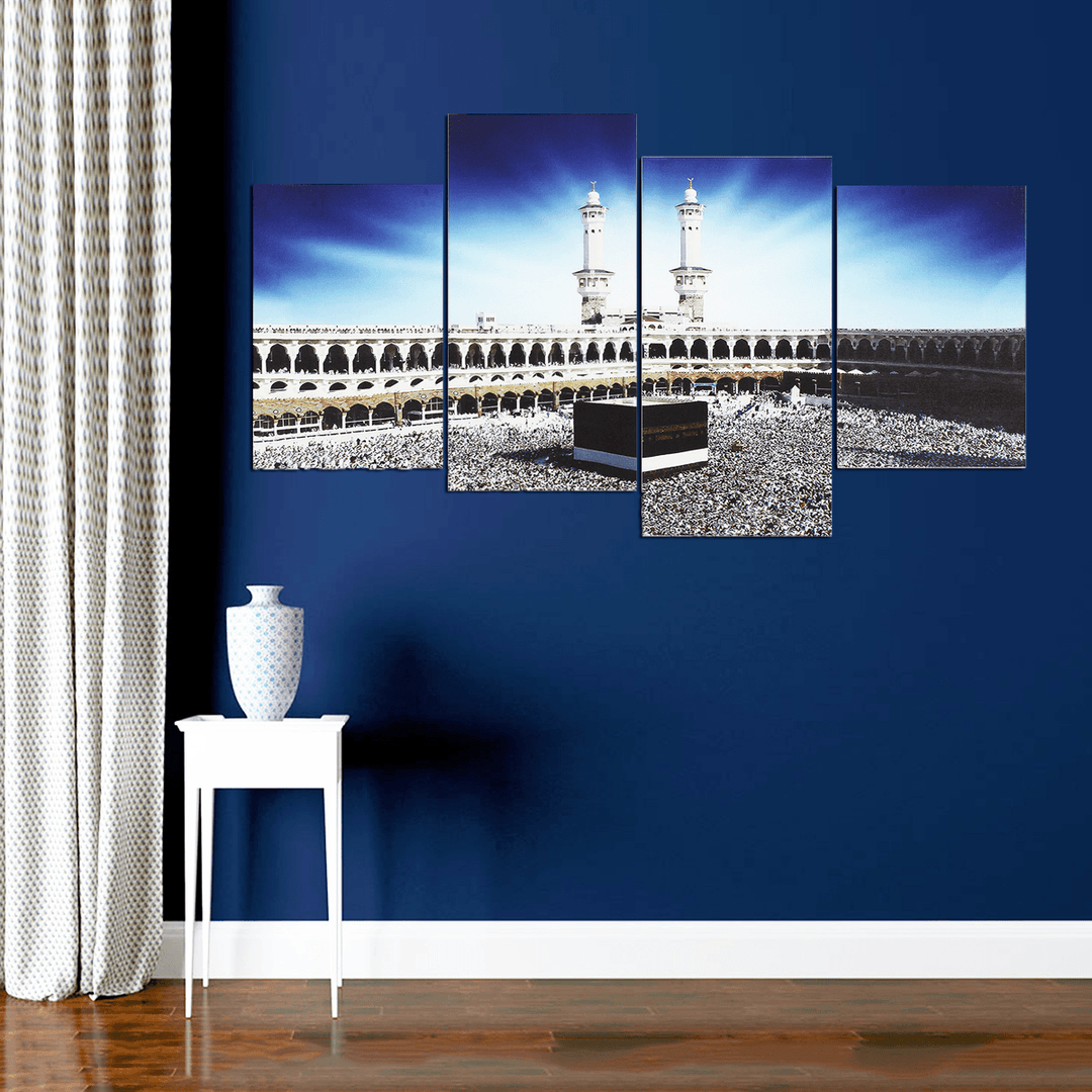 4 PCS Wall Art Print Mecca Islamic Kaaba Hajj Canvas Paintings Decor - MRSLM