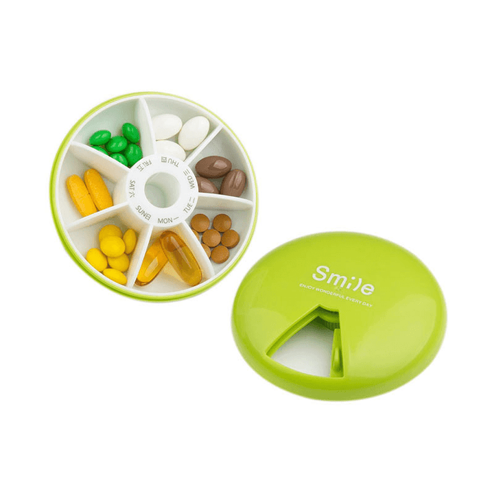 Honana HN-PB006 7 Compartments Pill Organizer Weekly Rotation Pill Box - MRSLM