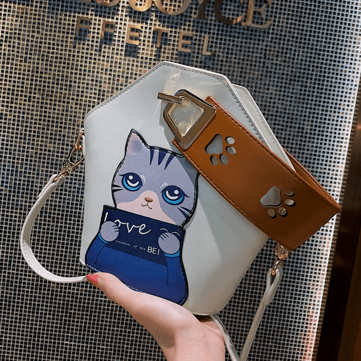 Women Fashion Cute Cat Crossbody Bag Handbag Shoulder Bag - MRSLM