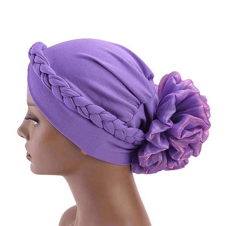 Women Vintage Ethnic Style Braid Breathable Turban Cap - MRSLM