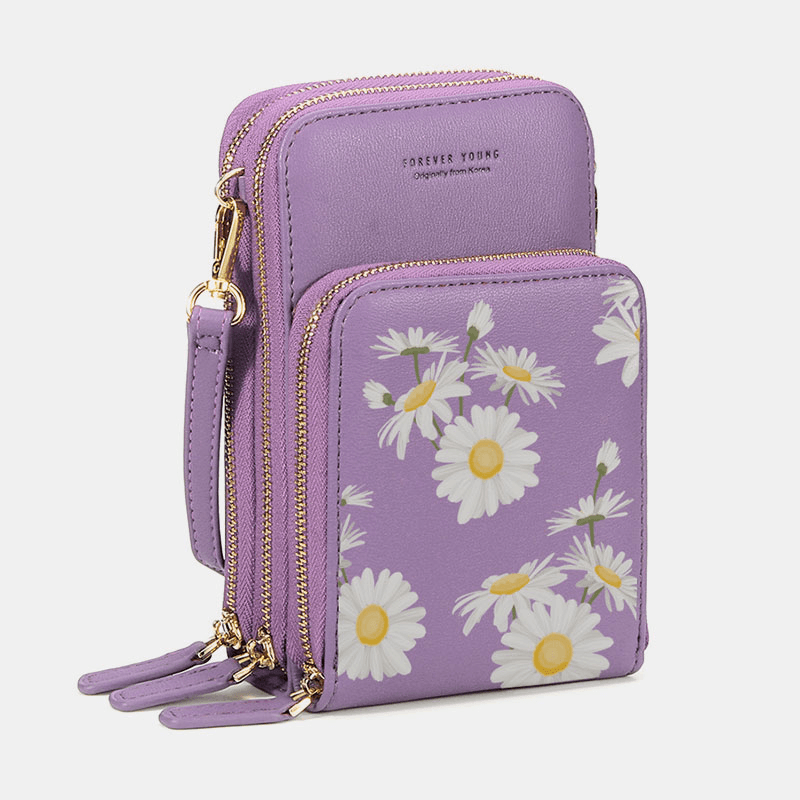 Women Daisy Clutch Bag Card Bag Phone Bag Crossbody Bag - MRSLM