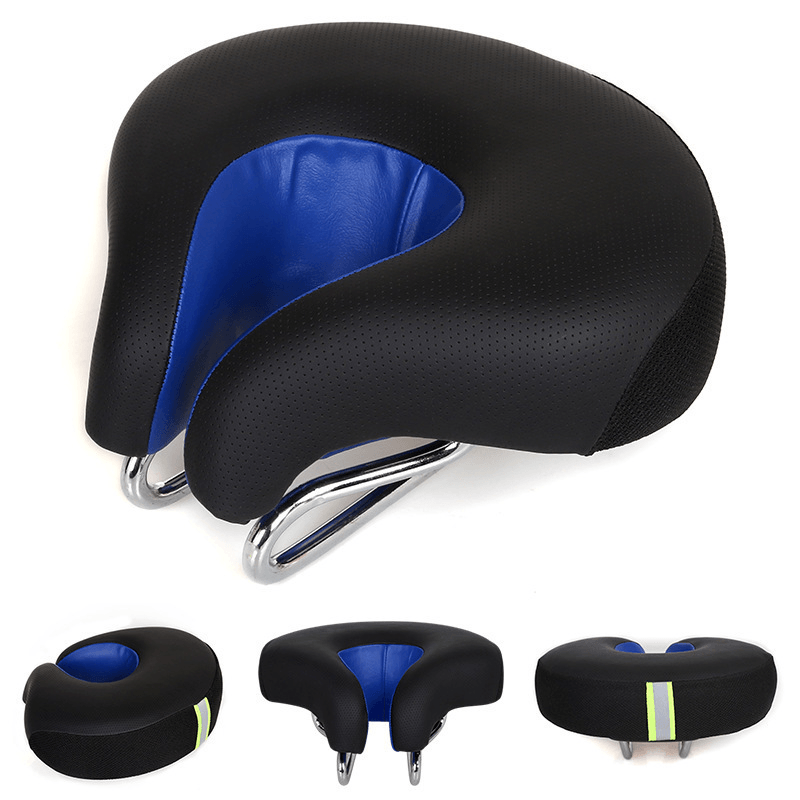 BIKINGHT PU Bicycle Saddle Reflective Strip Thickened Soft Saddle Bike Mountain Bike Seat Cushion for Outdoor Sports - MRSLM