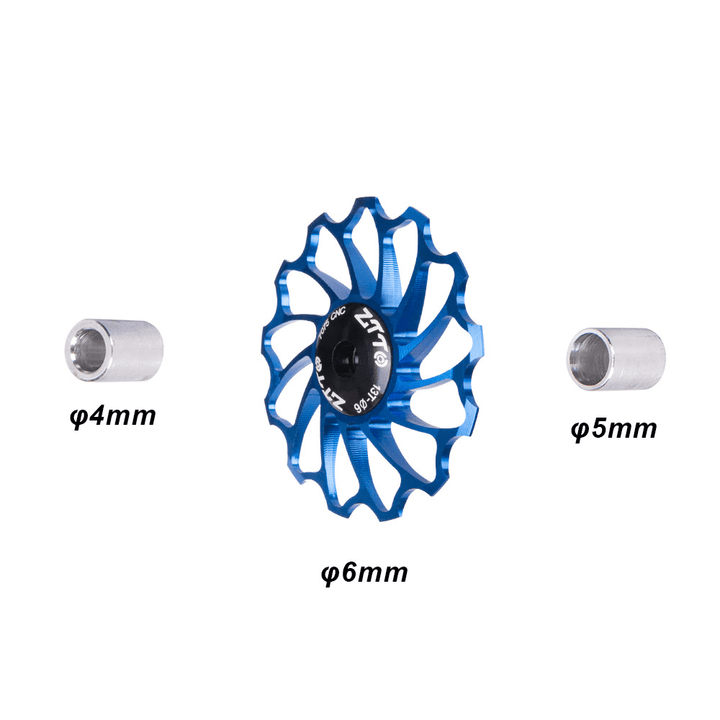 ZTTO 13T 4/5/6MM Lightweight High Strength Aluminum Alloy Ceramic Rear Paddle Guide Wheel MTB Road Bicycle Guide Roller - MRSLM