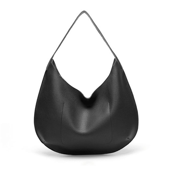 Women Simple Faux Leather Tote Bag Handbag Shoulder Bag - MRSLM