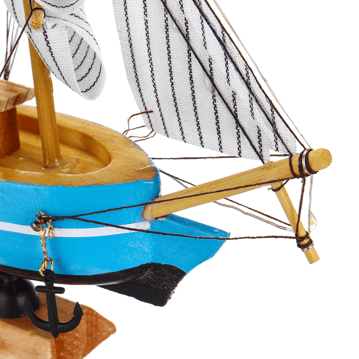 10 Leds Wood Sailing Boats Ship Model Wooden Craft Sailor Handcrafted Boat Home Decoration - MRSLM