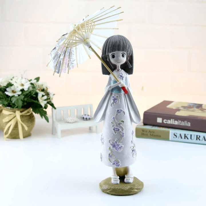 Umbrella Kimono Girl Resin Craft Decoration - MRSLM