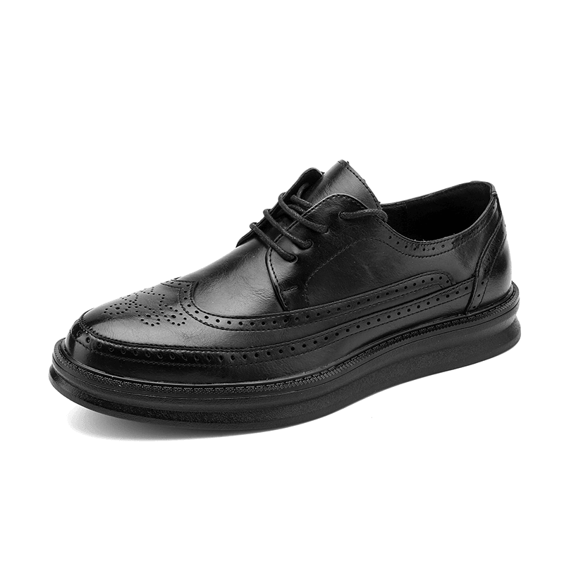 Men Hollow Out Breathable Soft Sole Non Slip Pointy-Toe Oxfords Casual Leather Shoes - MRSLM