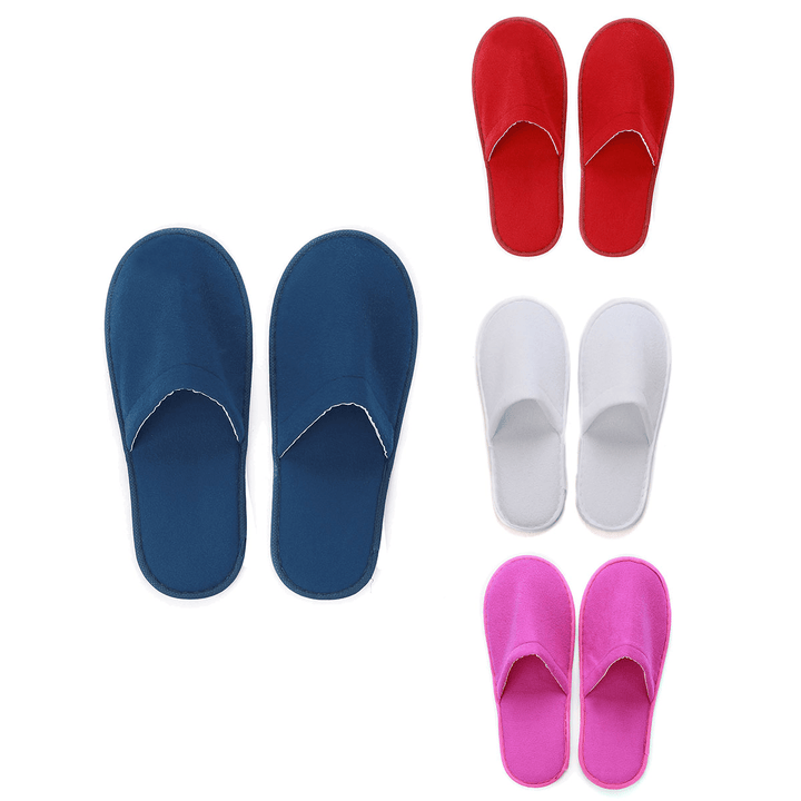 1 Pair Hotel Travel Disposable Slippers Home Guest White Red Blue Slippers - MRSLM