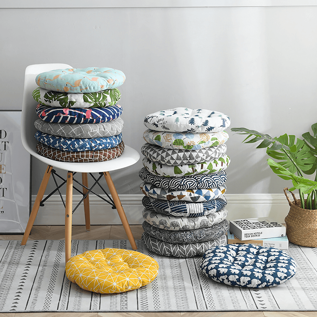 Nordic Print round Cotton Chair Cushion Soft Pad Dining Home Office Patio Garden - MRSLM