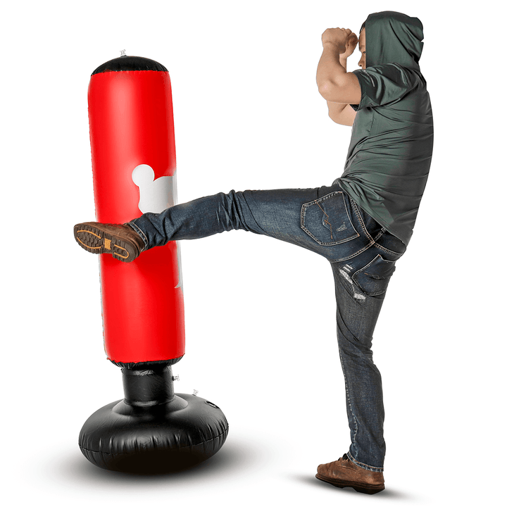 160CM Inflatable Boxing Target Post Tumbler Punching Bag PVC Thickened Bottom Vertical Boxing Equipment Fitness Relief Tools - MRSLM