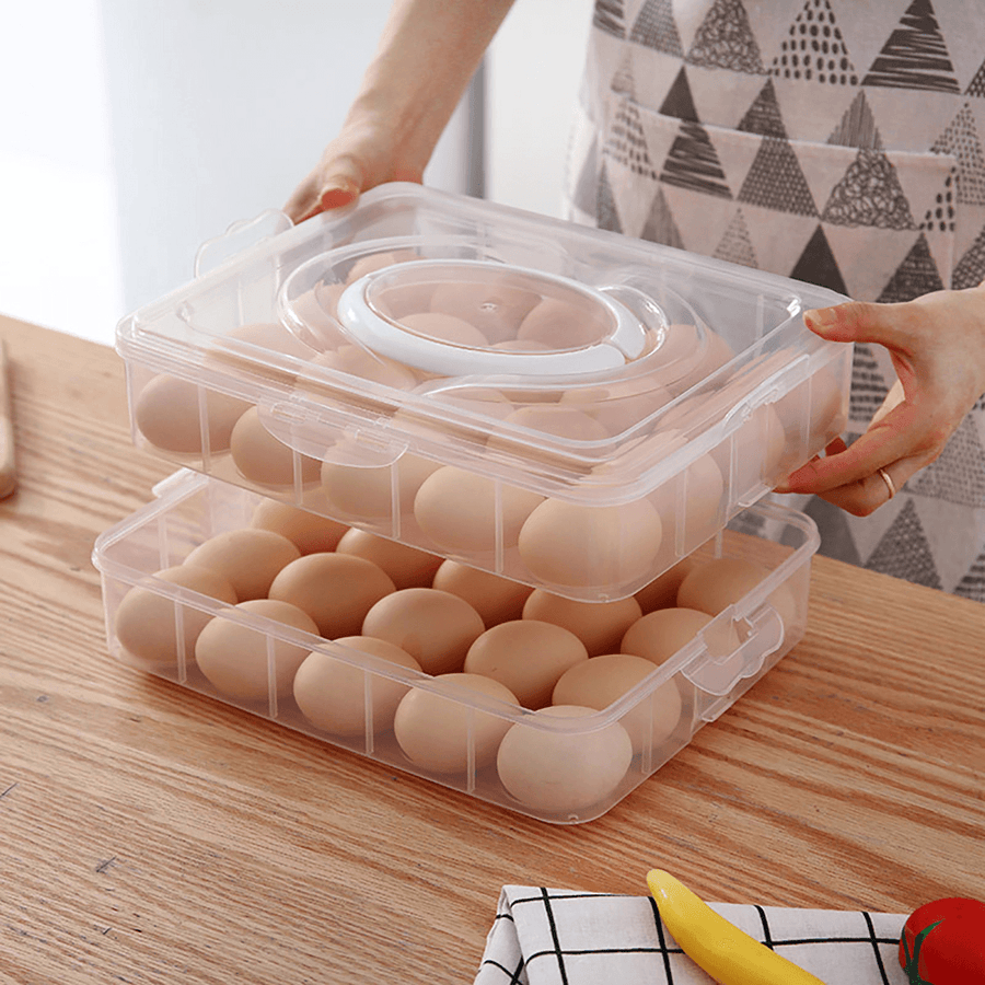 2/3 Layer Portable Egg Storage Box Plastic Egg Organizer Refrigerator Egg Container Case Eggs Holder Tray - MRSLM