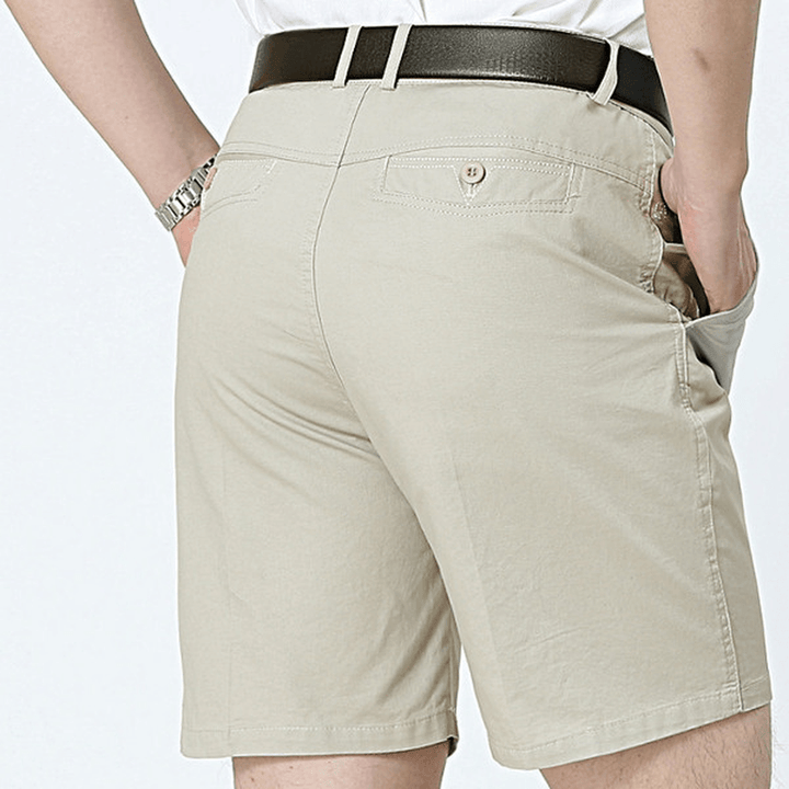 Middle Aged Mens Business Casual Golf Shorts Summer Cotton Knee Length Suit Shorts Pants - MRSLM