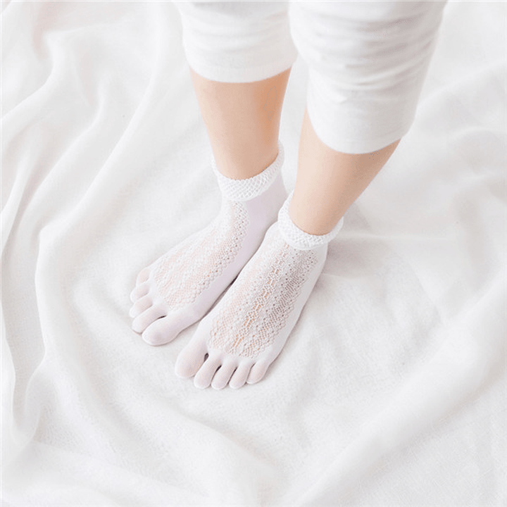 Women Mesh Absorbent Sweat Five Toe Socks - MRSLM