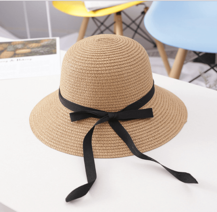 Straw Hat Women'S Sun Hat with Foldable Bow and Ribbon Big Brim Hat - MRSLM
