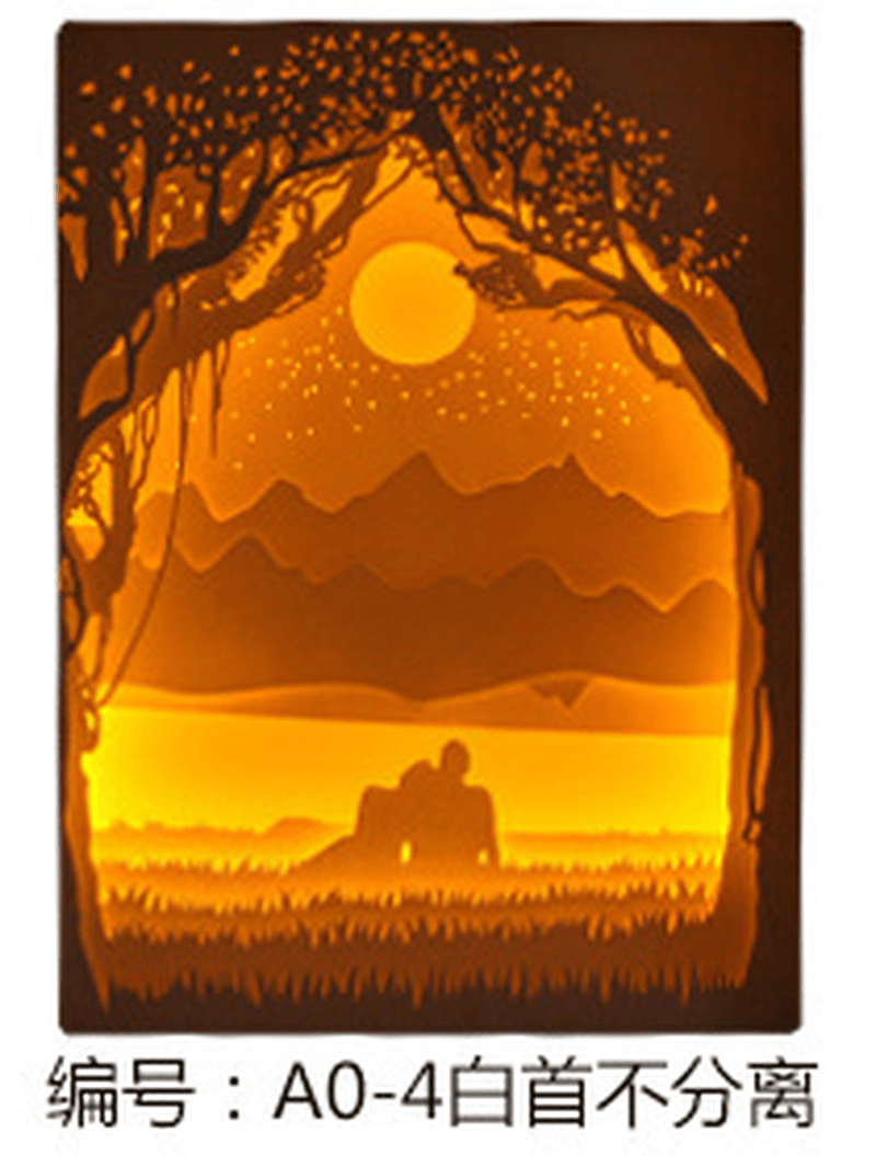 3D Paper Carving Lamp Art Creative LED Night Light Birthday Gift Romantic Decor - MRSLM