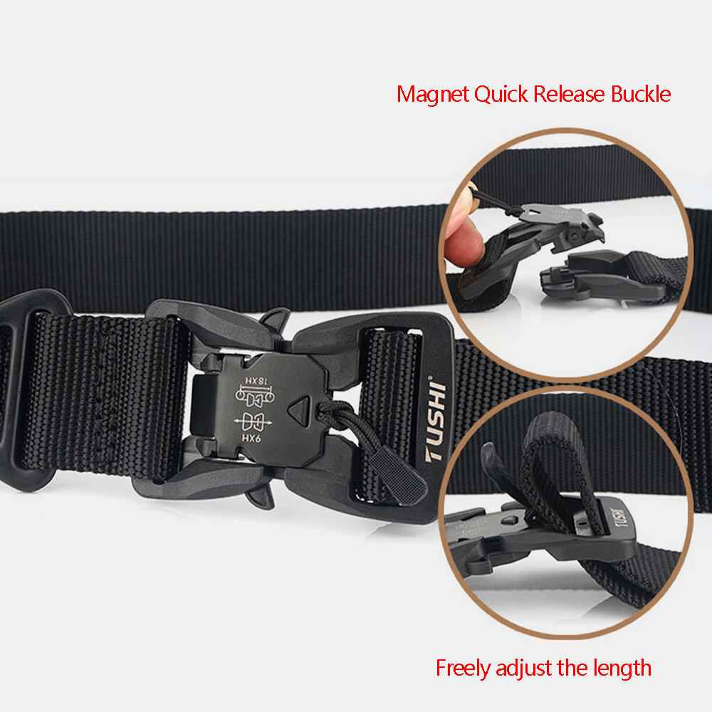 Men Nylon Braided 125Cm Magnet Quick Release Insert-Buckle Multifunctional Outdoor Training Tactical Belts - MRSLM