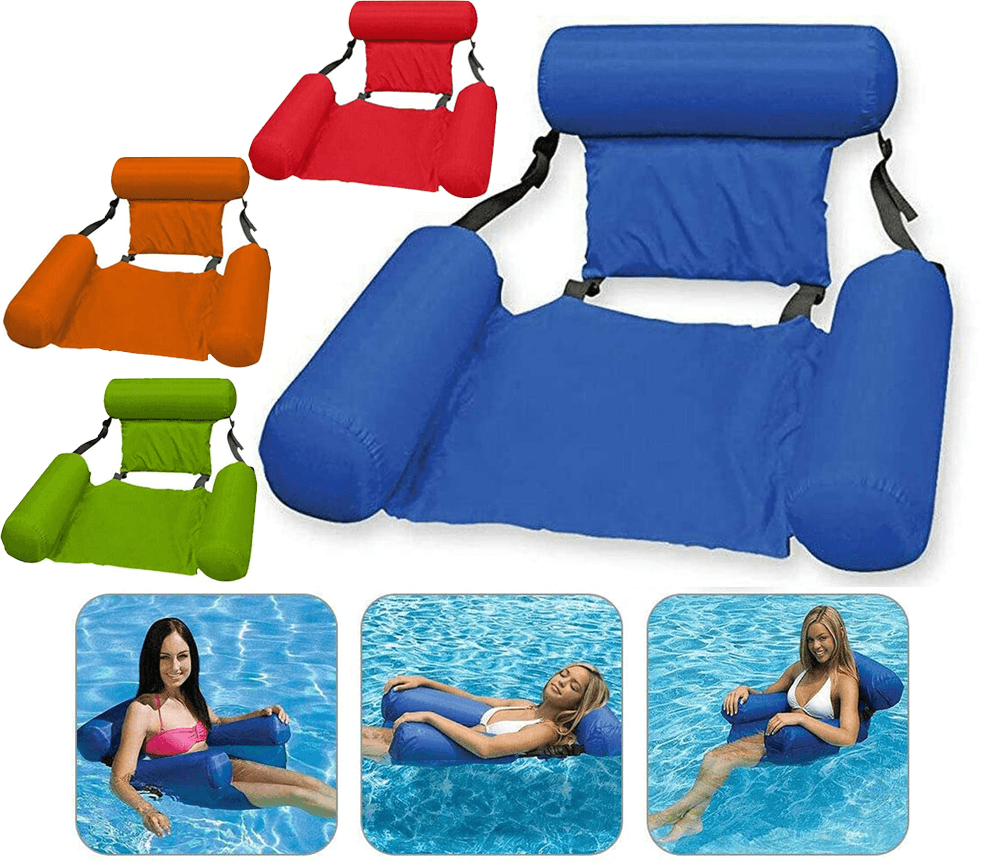 Water Lounge Chair Summer Swimming Inflatable Foldable Floating Row Backrest Air Mat Party Pool Toy - MRSLM