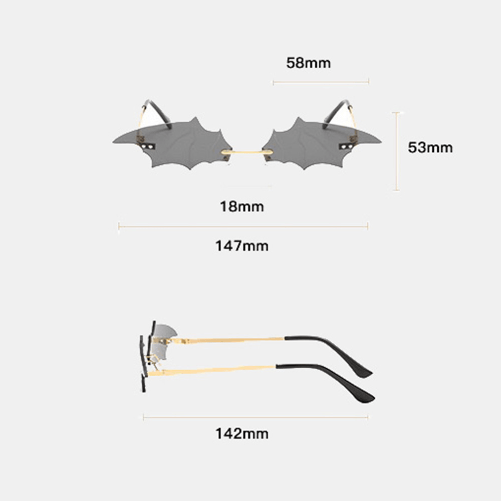 Unisex Fashion Metal Temples Special-Shaped Glasses Halloween Bat-Shaped Anti-Uv Sunglasses - MRSLM