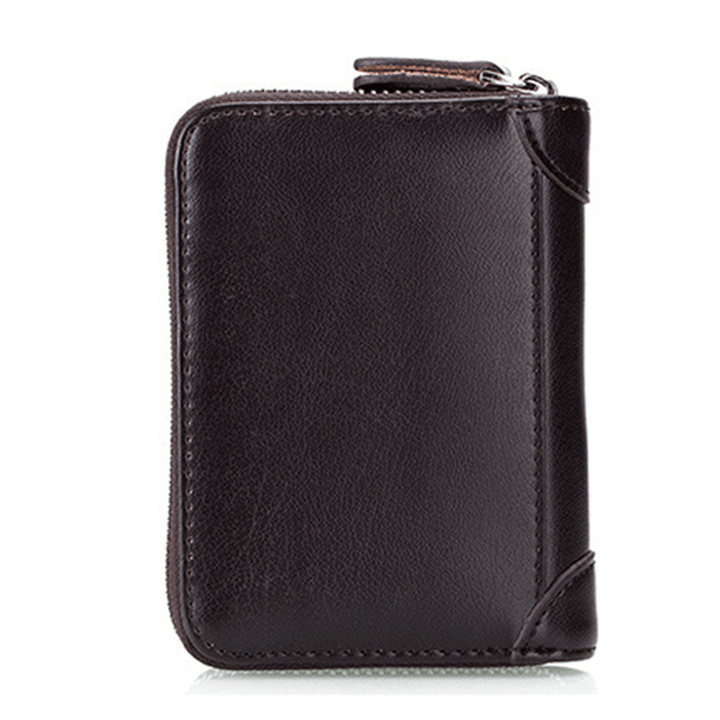 Large Capacity RFID Genuine Leather Men Women Casual Zipper Creddit Card Holder - MRSLM