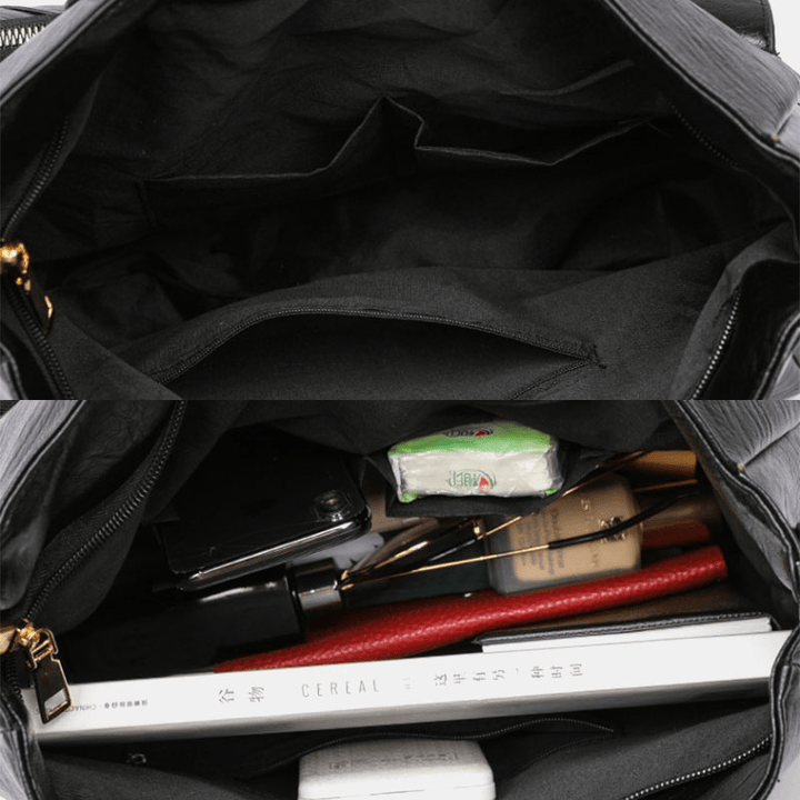 Women PU Leather Large Capacity Multi-Pocket Elegant Tote Crossbody Bags Shoulder Bag Handbag - MRSLM